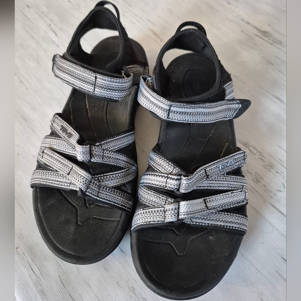 Teva Black and Gray Hiking Sandals with Velcro Straps